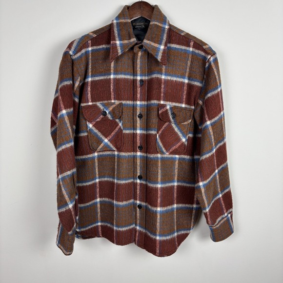 Vintage 70s JCPenny CPO Flannel Shirt Mens Large Anchor MG‎ Heavy Weight Plaid L